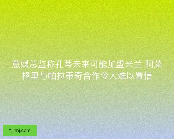 意媒总监称孔蒂未来可能加盟米兰 阿莱格里与帕拉蒂奇合作令人难以置信